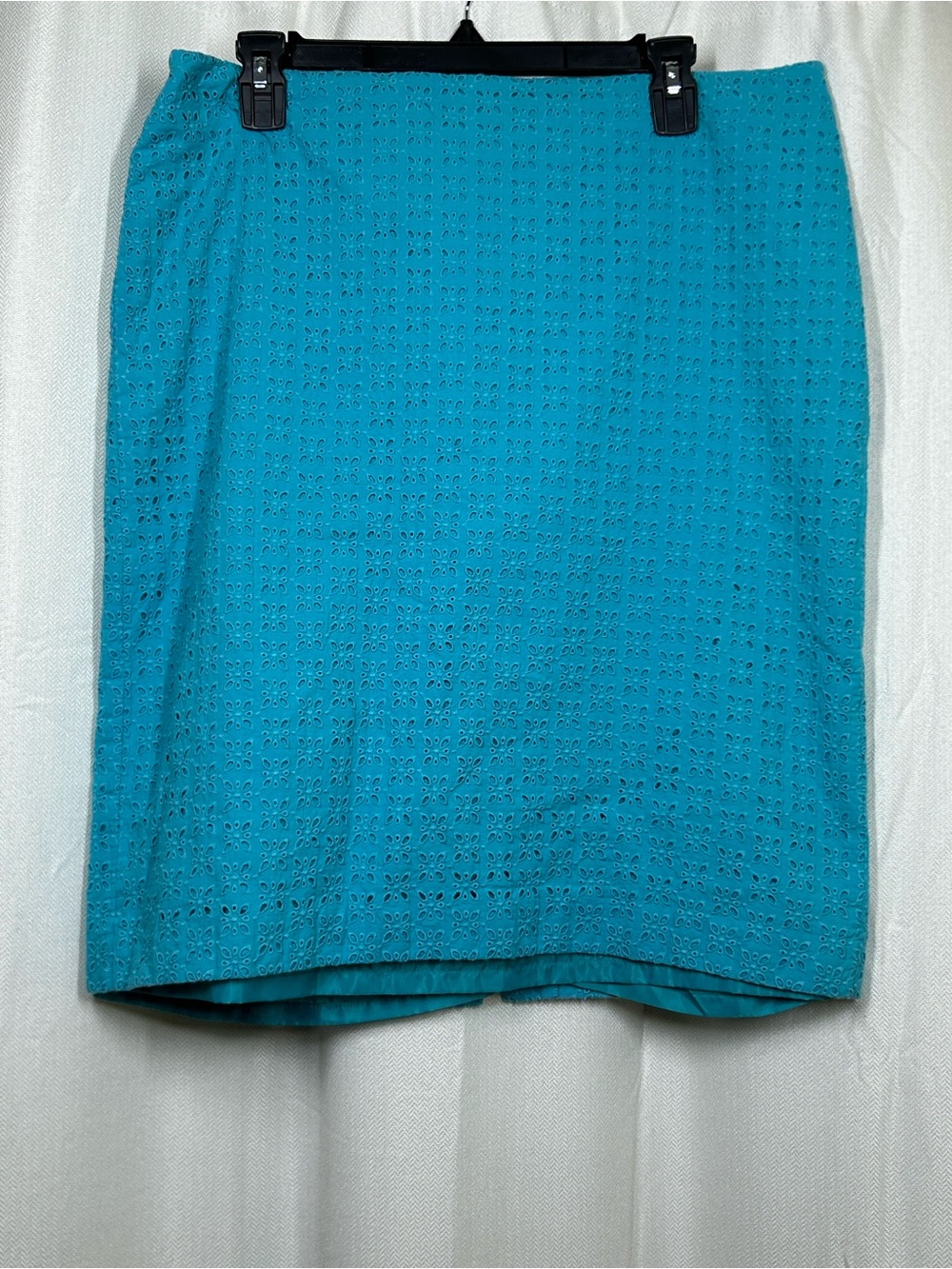 Talbots Teal Eyelet Cotton Skirt Pencil Size 14 Plus Size Women’s
